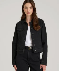 Black Arvella Jenvycustomtee Norvexa Denim Jacket With Washed Button Front Casual Layering Fashion Style