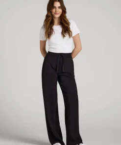 Black Jenvycustomtee Velora Wide Leg Pants With Relaxed Drawstring Waist Minimalist Casual Fashion Style