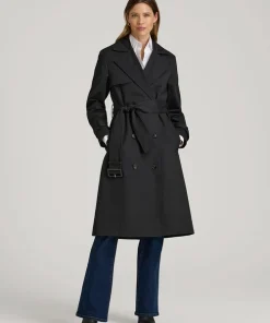 Black Velmora Jenvycustomtee Trenchiva Belted Coat With Double Breasted Classic Elegant Outerwear Style