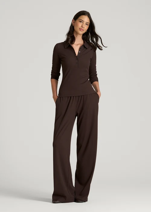 Chocolate Velmora Jenvycustomtee Wide Leg Pants With Soft Flowing Silhouette Relaxed Casual Elegant Fashion Style