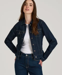 Dark Blue Jenvycustomtee Virexa Denimora Button Jacket With Classic Washed Texture Casual Layering Fashion Style