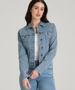 Light Blue Jenvycustomtee Arvella Denimora Button Jacket With Classic Washed Texture Casual Layering Fashion Style
