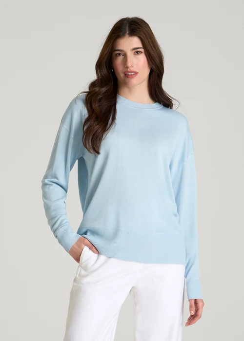 Light Blue Jenvycustomtee Auvella Knitora Soft Crewneck Sweater With Elegant Casual Everyday Wear Design