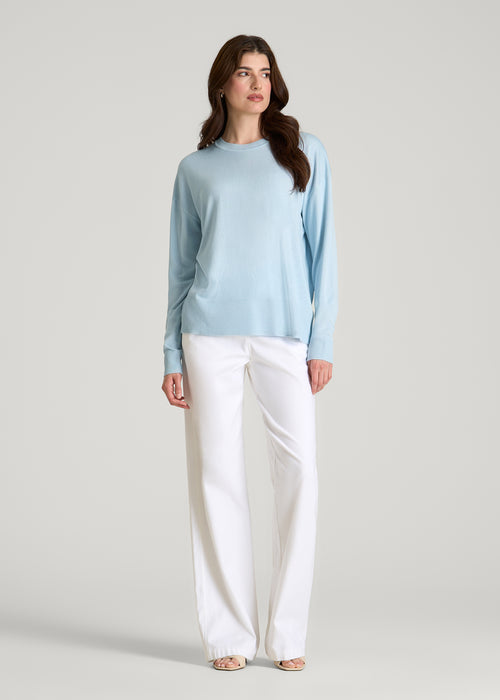 Light Blue Jenvycustomtee Auvella Knitora Soft Crewneck Sweater With Elegant Casual Everyday Wear Design - Image 3