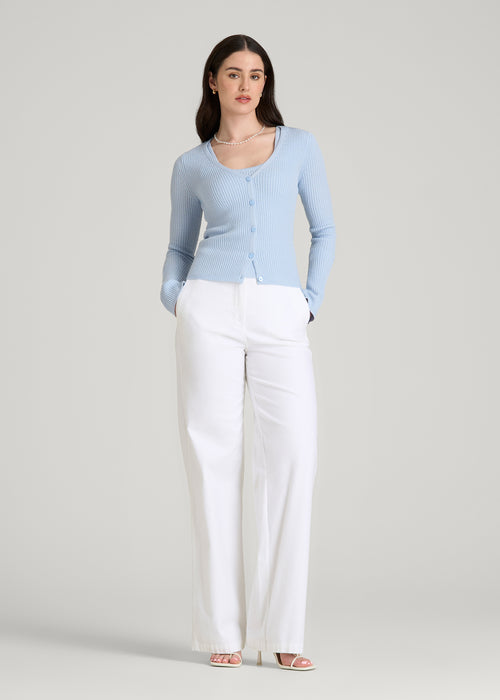Light Blue Velmora Jenvycustomtee Ribella Button Knit Cardigan With Slim Fit Soft Casual Layering Style - Image 2